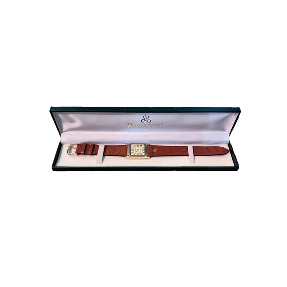 NOS Romanson Vintage Swiss Wrist Watch Brown Leather Women's Prestige